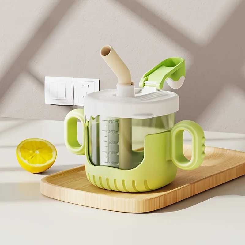300ml/10OZ 3-in-1 Training Cup with Straw Sippy Cup Wide Mouth Cup Children Drinking Water Cup for Party Birthday X250806