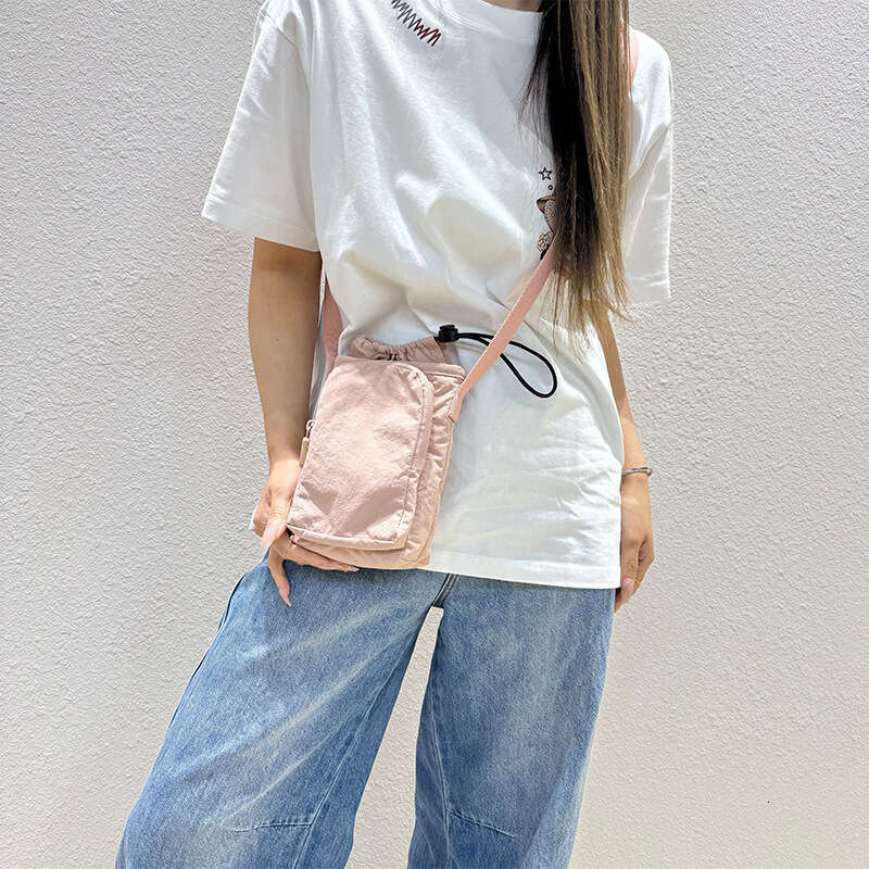 2025 Spring Solid Color Nylon Phone Unisex Lightweight Crossbody Shoulder Simple Matching Small Square Bag
