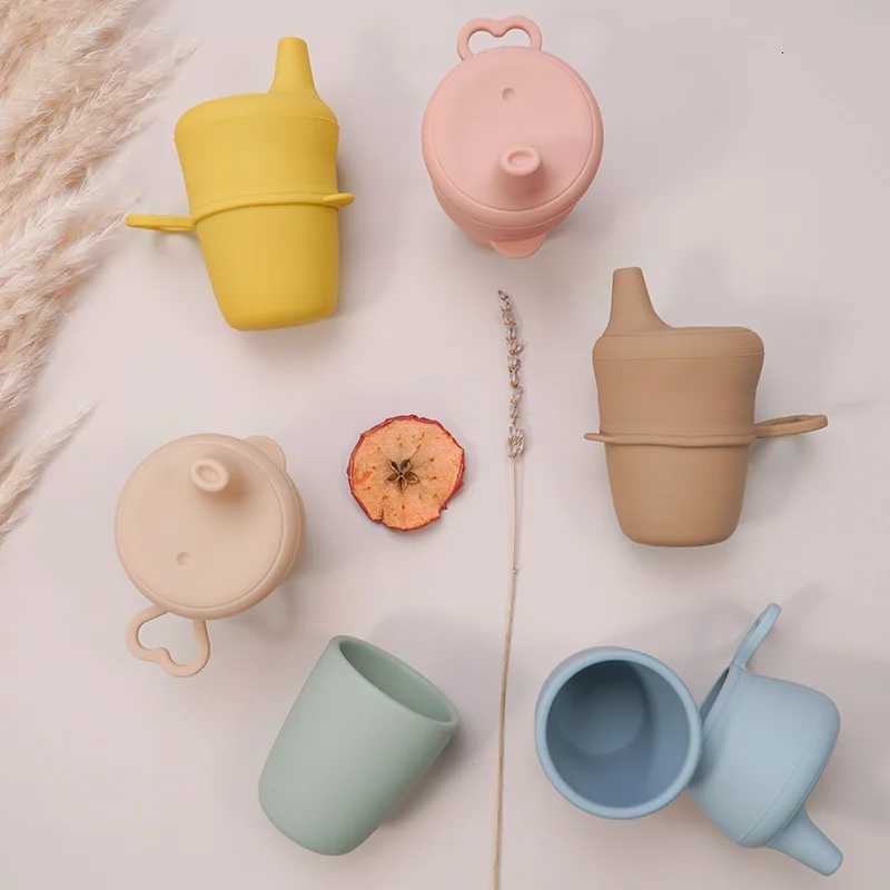 Portable Pure Color Baby Snack Cup Anti Scalding Food Grade Silicone Water Cup Learn To Drink Cup For Children X250806