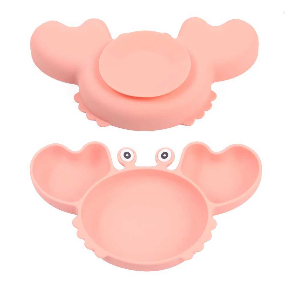 1/4/9Pcs Baby Bowls Plates Spoons Silicone Suction Food Tableware BPA Free Non-Slip Baby Dishes Crab Food Feeding Bowl for Kids X250806