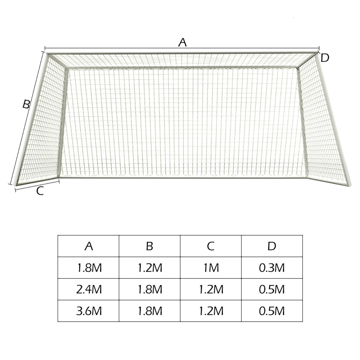 1.2-3.6m Soccer Net Adult Folding Indoor Outdoor Soccer Goal Net Anti-impact Football Post Net Football Game Practice Equipment 250806