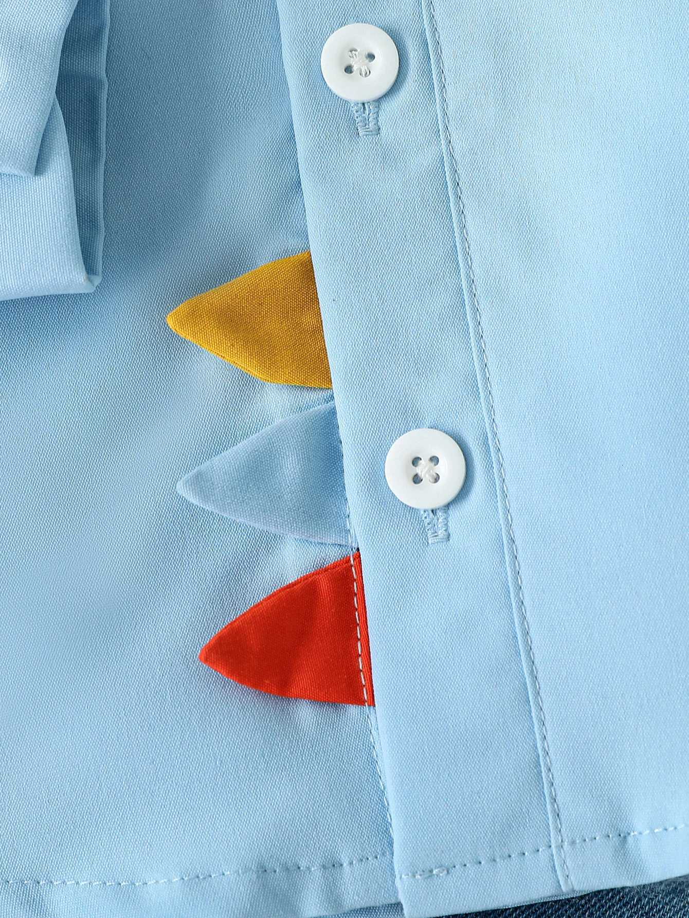 2025 New Spring Autumn Baby Boys Long Sleeve Blouses Shirts Korean Version Cartoon Dinosaurs Print Cute Lapel Tops X250806