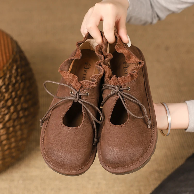 Artmu Original Flats Shoes for Women Lace Up Genuine Leather Spring Summer Soft Comfort Elegant Shoes for Ladies Zapatos 250731