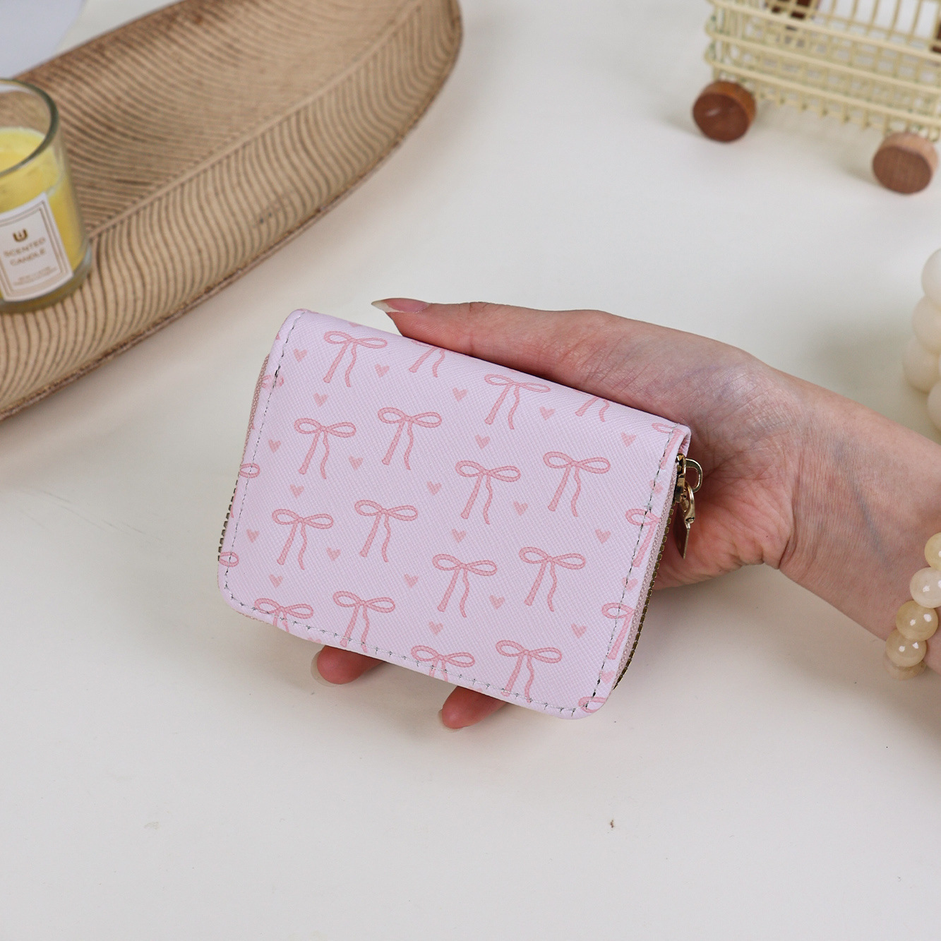 New Women's Cartoon Sweet Mini Coin Purse Ins Style Bow Multi-Card Slot Holder Card Case