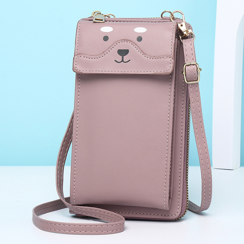 New Women's Wallet Long Style Single Shoulder Crossbody Small Simple Versatile Ins Cute Bear Phone Bag