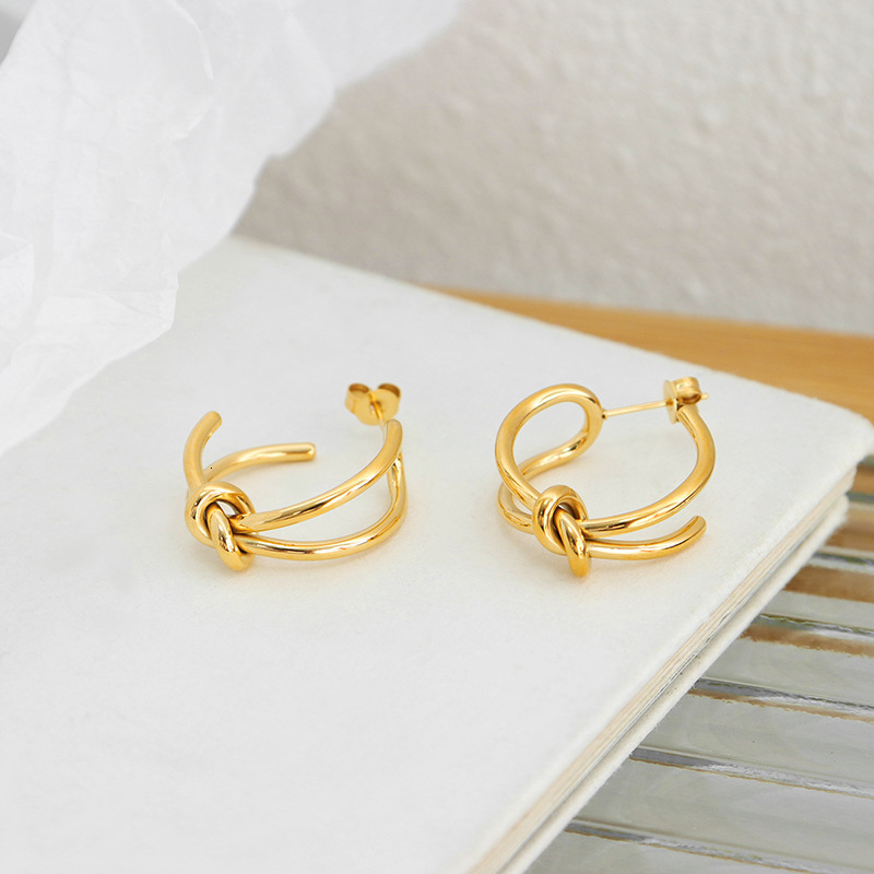 Free Shipping Designer Luxury Jewelry Fashion Knot Style Personality Titanium Steel Earrings Simple Non-fading Ear Accessories
