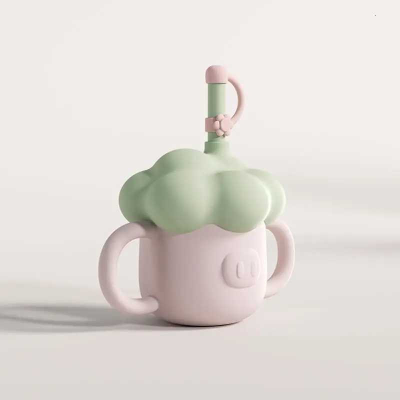 Banshil Baby Learning Feeding Cup Kid Feeding Drinkware Straw Bottles Anti-Hot Leakproof Silicone Tableware Toddler Water Bottl X2508061