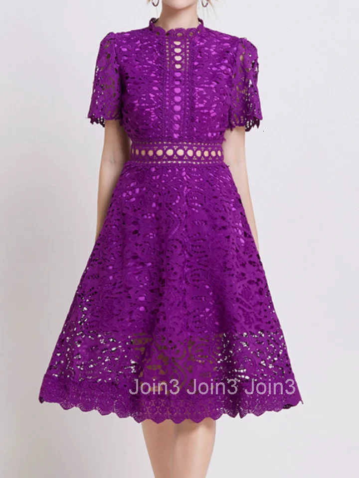 HAM Spring New Womens Lace Dresses Floral Crochet Hollow Out Vestido Patchwork Casual Slim Office Party Long Dress