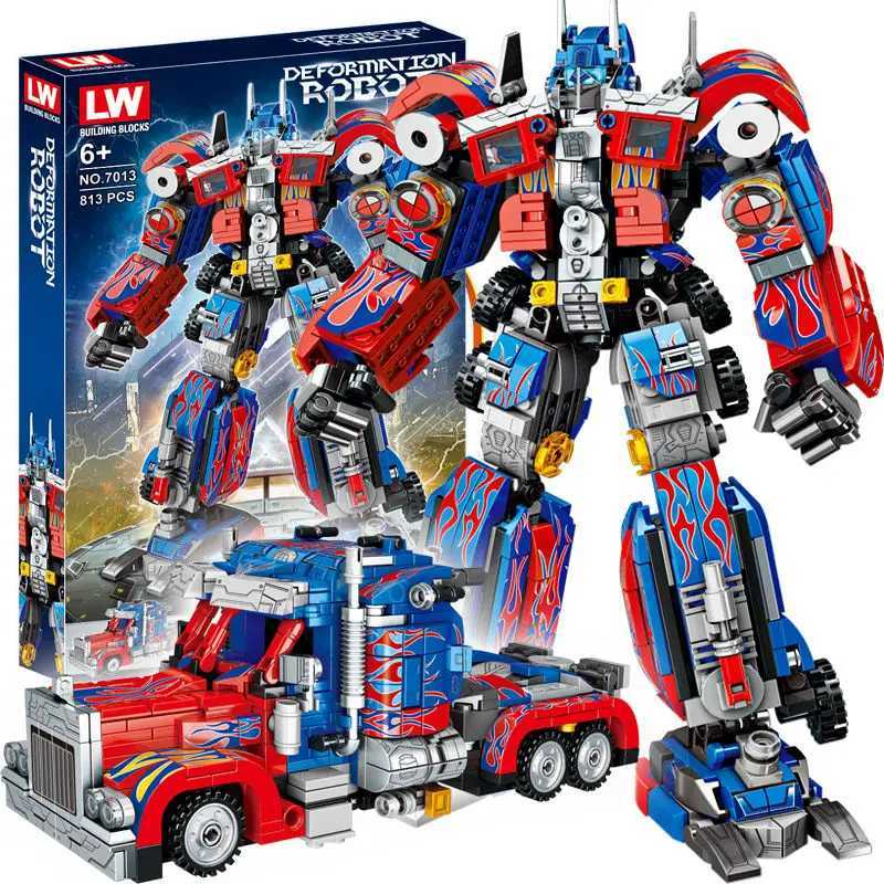 2 in 1 Deformation Robot Mecha Building Blocks Sets Bricks Kit Transform Birthday Toys Kids Children Gifts for Boys C2512030