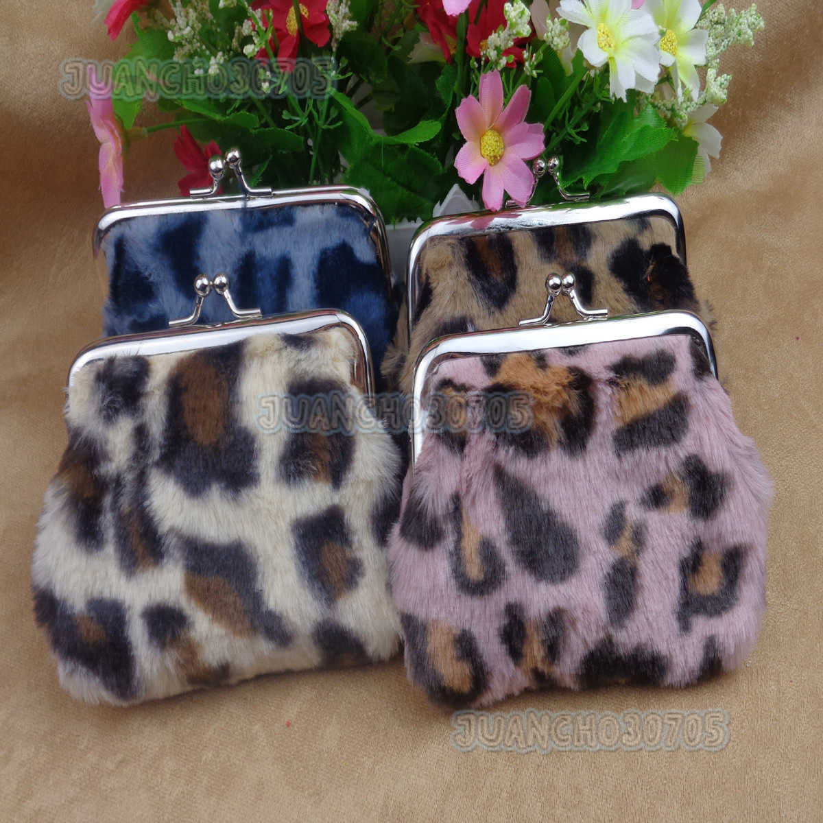 New Leopard Print Plush Clip Coin Purse Blanket Fabric Bank Card Coin Fashion Bag H250806