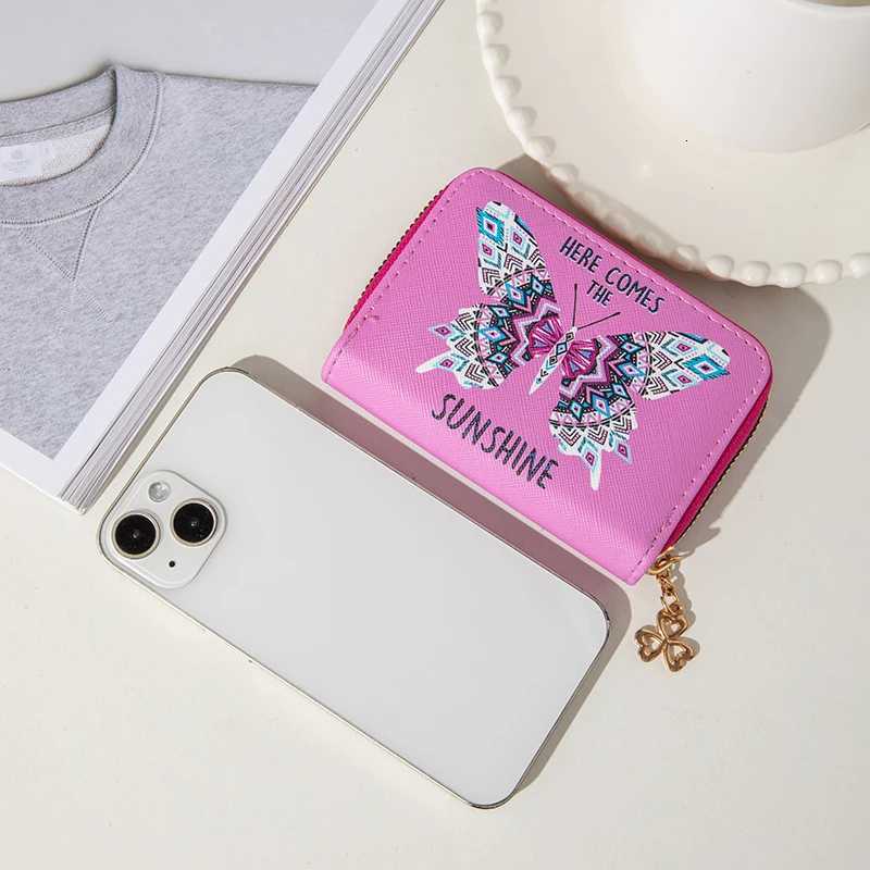 Fashionable Butterfly Printed Wallet Multi Functional Multi Slot Card Wallet Short Cute Womens Handbag XJ250806