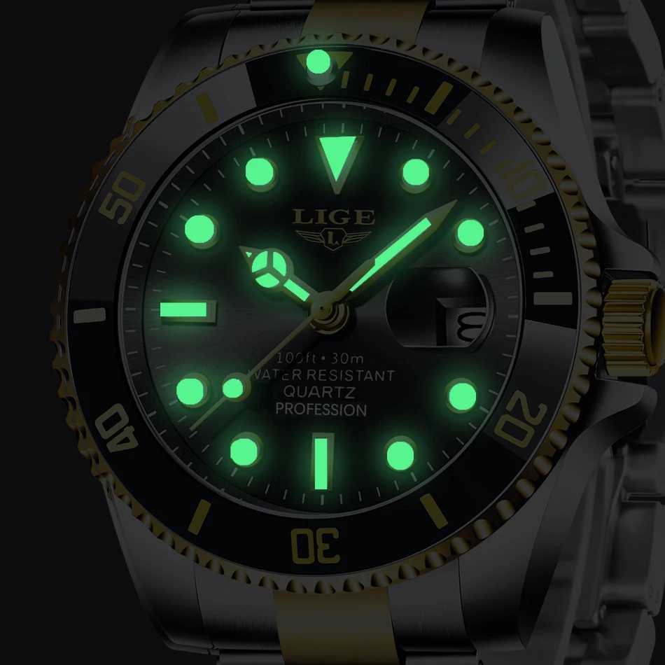 LIGE Top Brand Luxury Fashion Diver Men Waterproof Date Clock Sport es Mens Quartz Wrist Relogio Masculino W250806