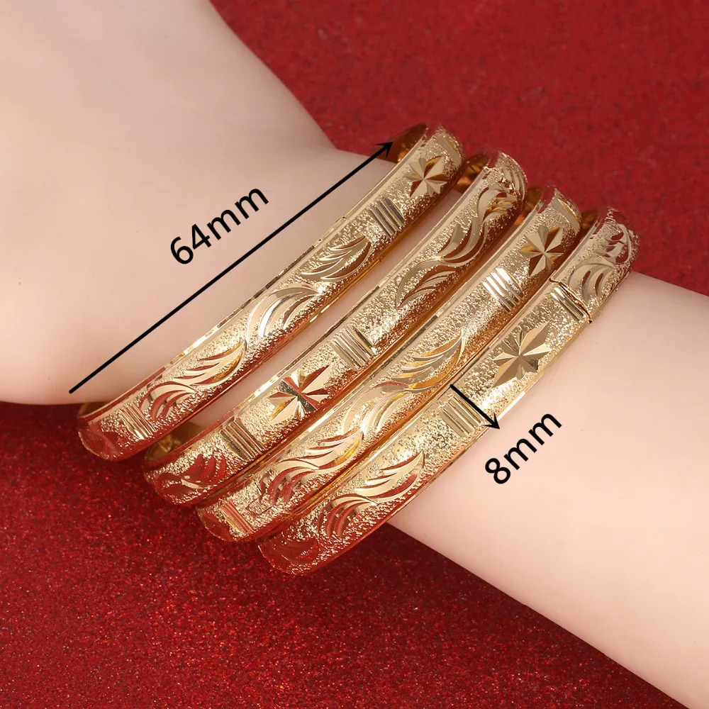 4pcs Ethiopian Jewelry Gold Color Bangles Dubai Gold Bangles for African Bangles Bracelets for Women Gifts 250805