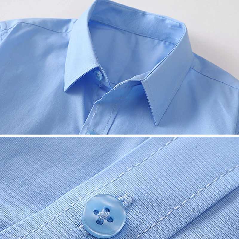 Summer Kids Blue Shirts for Girls School Uniform Blouses for Boys Short Sleeve Preppy Cotton Children Clothes Dresses 8 10 14 Y X250806