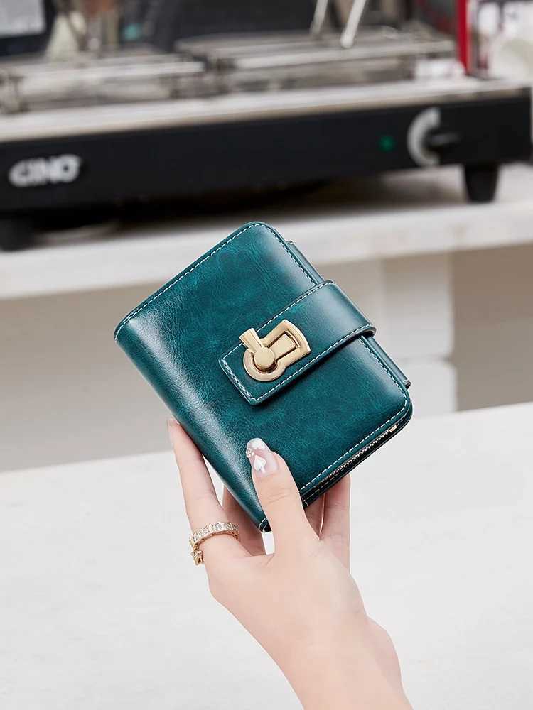 RFID Retro Womens Wallet Three-fold Short Wallet PU Leather Multi-functional Twist Lock Wallet and WalletXJ250806