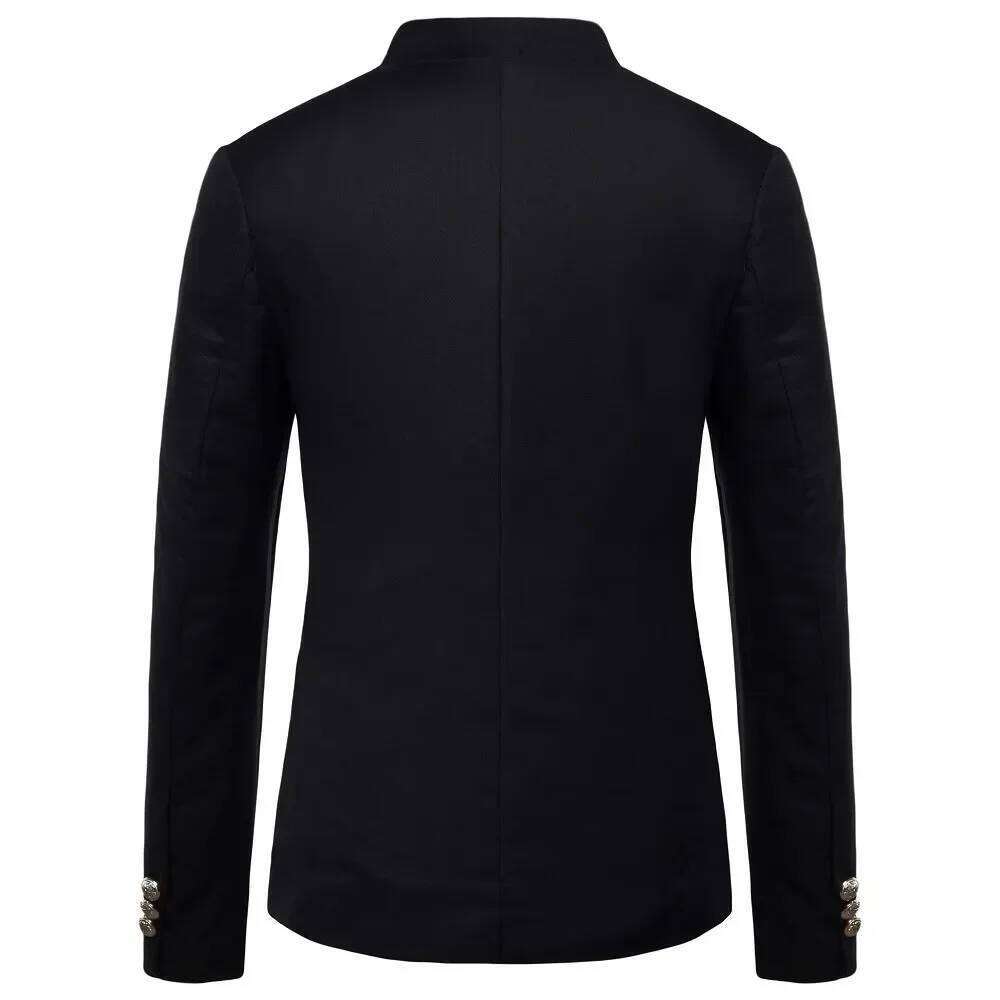 2025 Spring new fashion men's sports coat with Chinese slim-fit stand-up collar solid color suit jacket