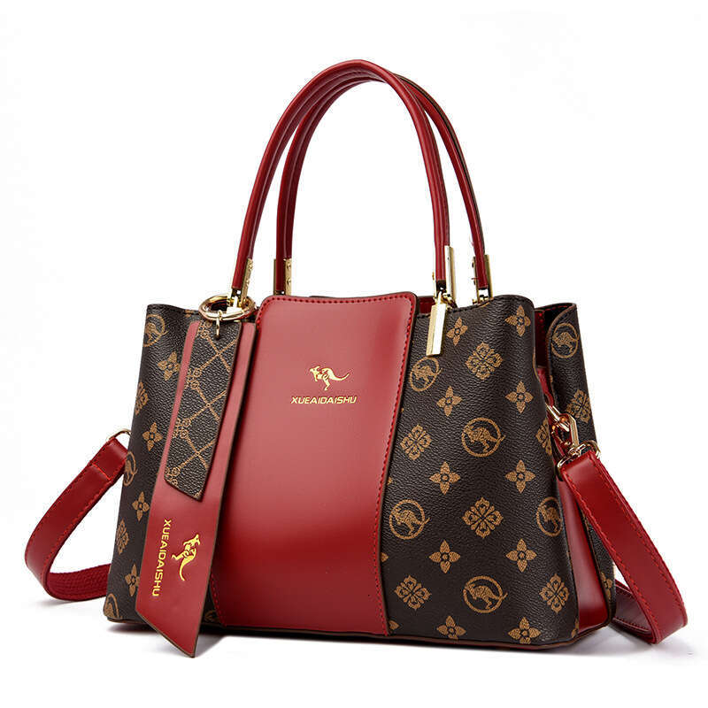 DHessentials Xueai Kangaroo 2023 Winter New Soft Leather Single Shoulder Crossbody Women's Handbag Patchwork Color Block Vintage Bag