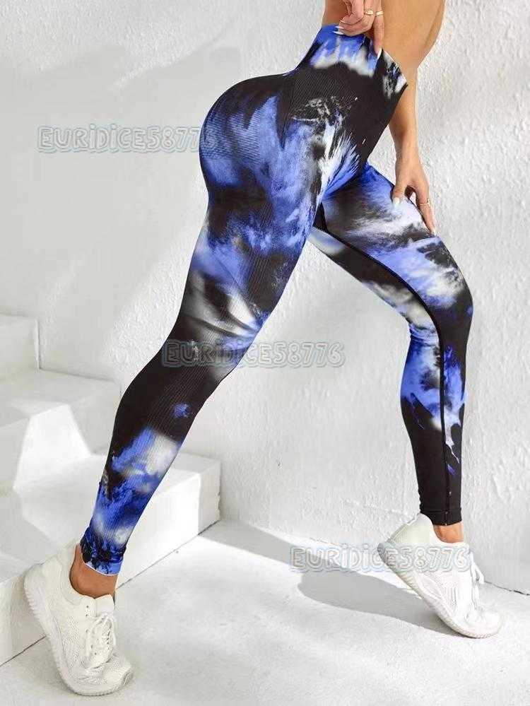 Seamless Pants Women Fitness Yoga Pants Sports Pants Tie-dye Painted Long Pants Hip Lift Training Pants H250806