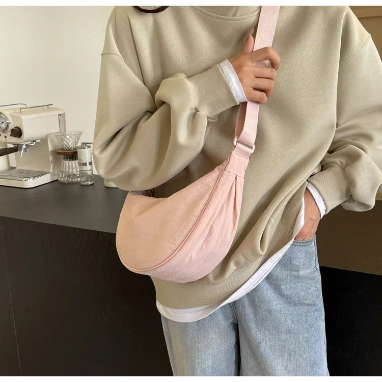 Solid Color Nylon Casual Womens Messenger Bag Simple Large Capacity Female Shoulder Bags Fashion Ladies Hobos Handbags Purse 250731