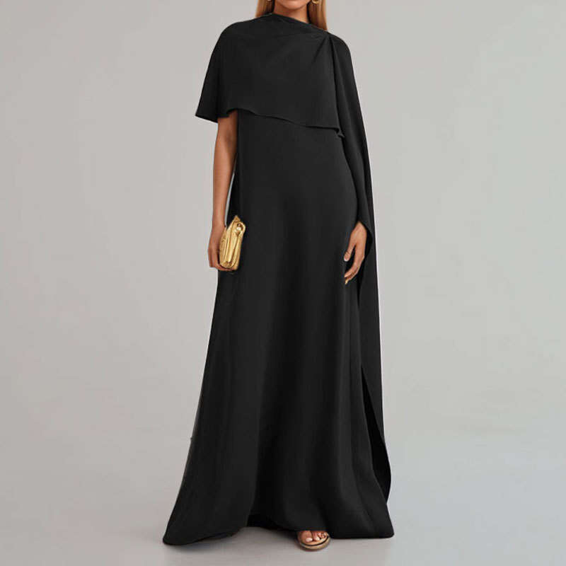 Women's Clothing Winter New Style Elegant Solid Color Ribbon Loose Slit Dress For Women B5