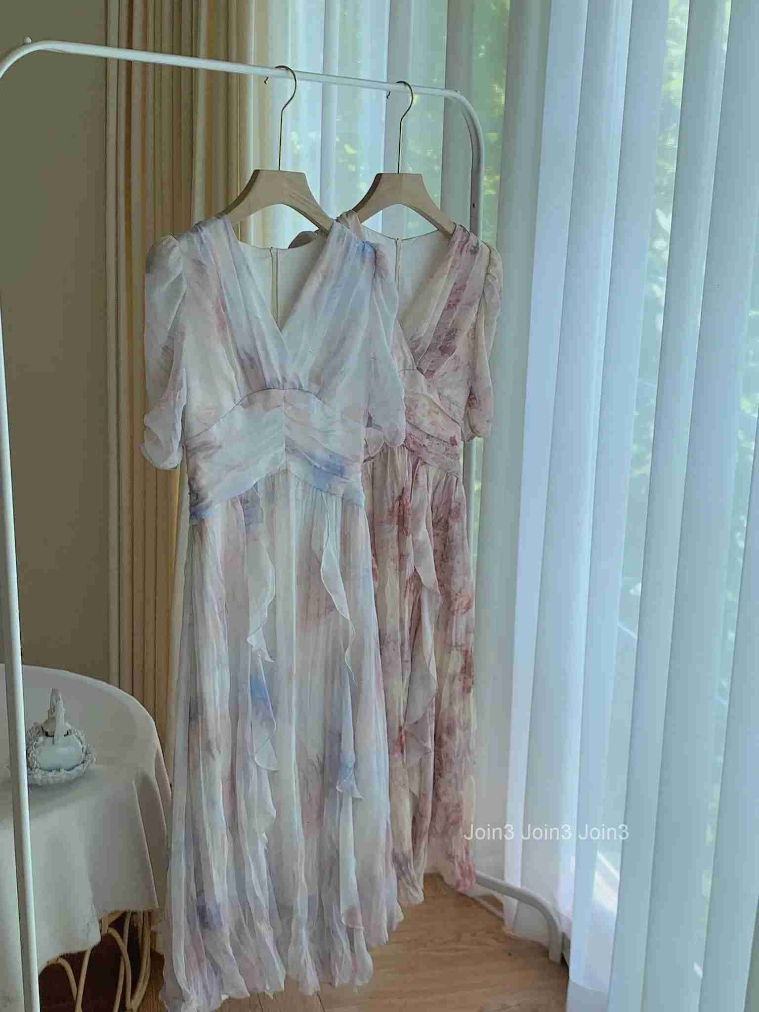 Summer V-neck Print Dress French Style Women Elegent Party Pink Midi Dress Female Fashion A Line Holiday Korean Clothes Vestidos