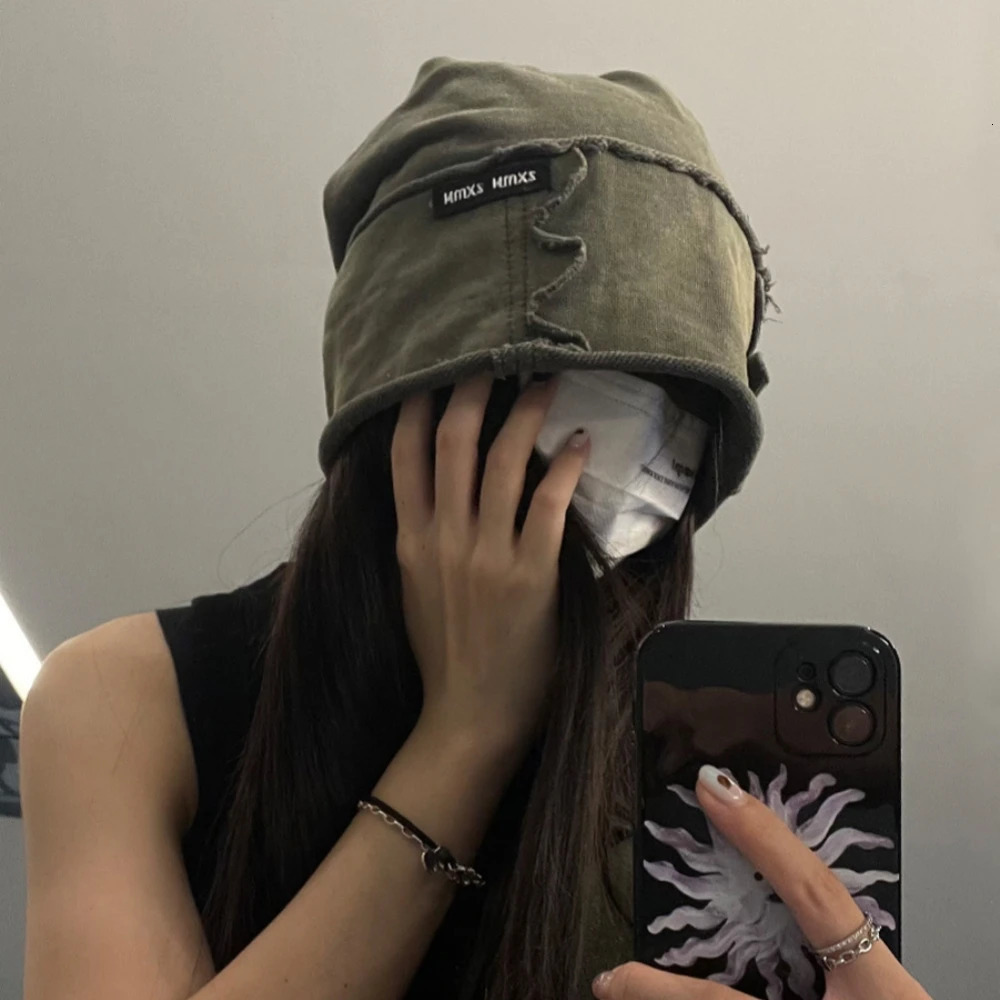 Unisex Fashion Beanies Skullies Big Head Circle Vintage Washed Bowler Hat Solid Color Cotton Elastic Bonnet Hat Hip Hop Beanie 250730