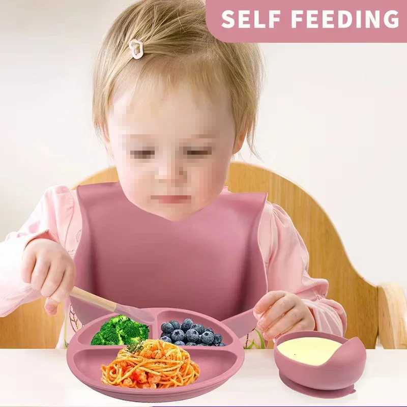 6PCS Baby Silicone Meal Set Children Meal Training Set Cutlery Baby Feeding Kids Plate Baby Bowl Silicone Plates Dishes X250806