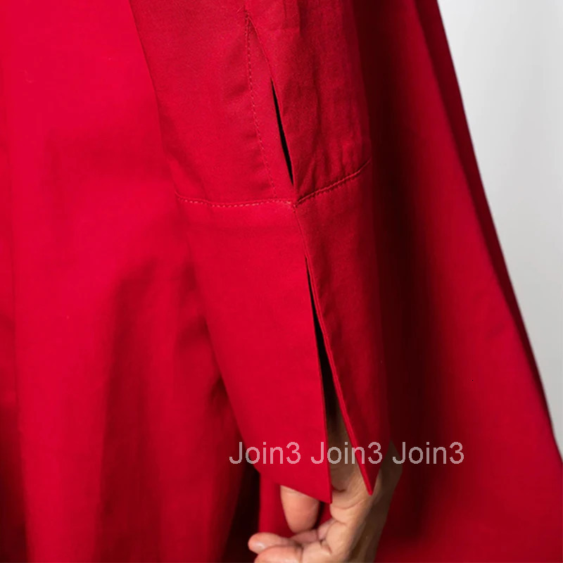 UOOZEE New Spring Women Elegant Red Party Evening Midi Dresses Long Sleeves Loose Solid Color Stand Collar Prom Gown