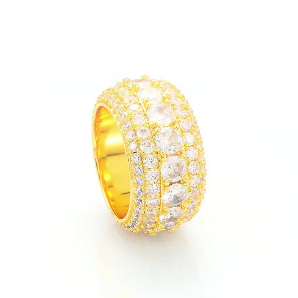 Mens 925 Sterling Silver Hip Hop Eternity Band Ring VVS Pass Diamond Tester Rapper Iced Effect 5 Rows Moissanite Chic Style