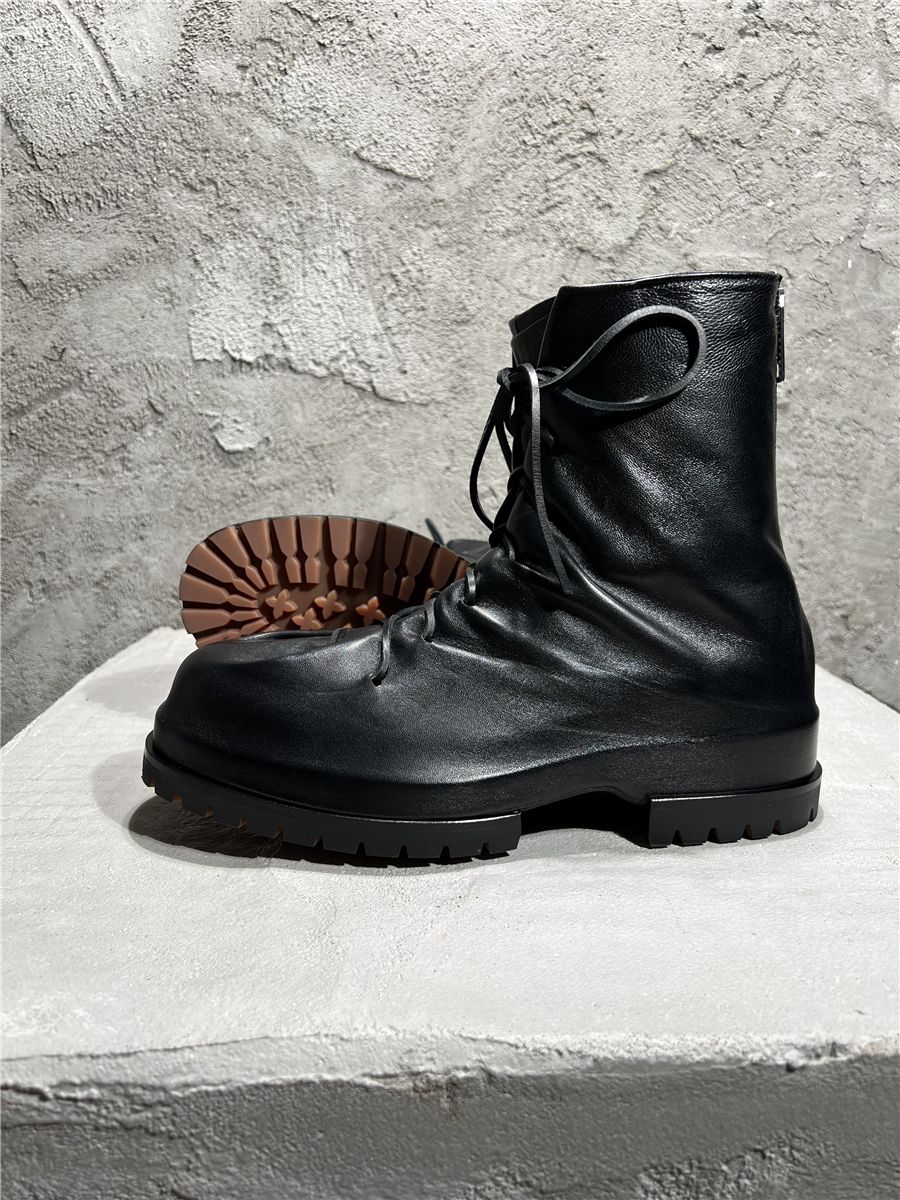 Guarantee Genuine Leather Retro Pleated 424 Lace up casual Thick soled knight high Street Remark Boots
