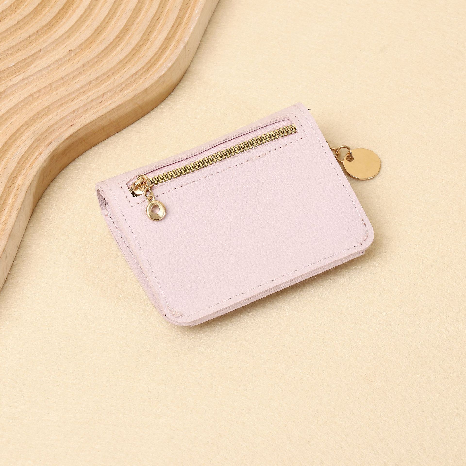 Women's New Solid Color Wallet Ins Short Simple Fashion Multi-Card Slot Card Holder Zipper Coin Purse