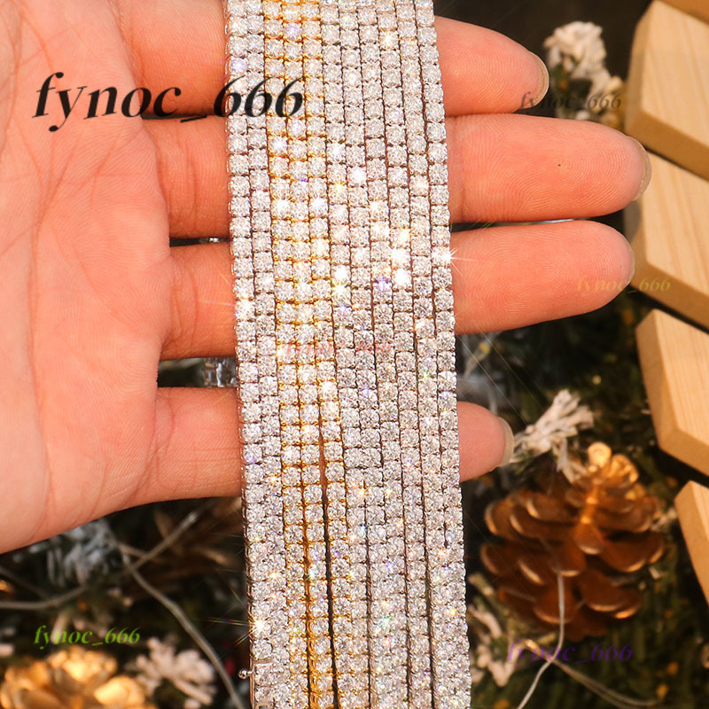 925 Silver Tennis Chain Moissanite Necklace 2mm 3mm 4mm 5mm Round Colorless Mossinate Diamond Casting
