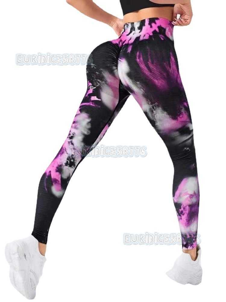 Seamless Pants Women Fitness Yoga Pants Sports Pants Tie-dye Painted Long Pants Hip Lift Training Pants H250806
