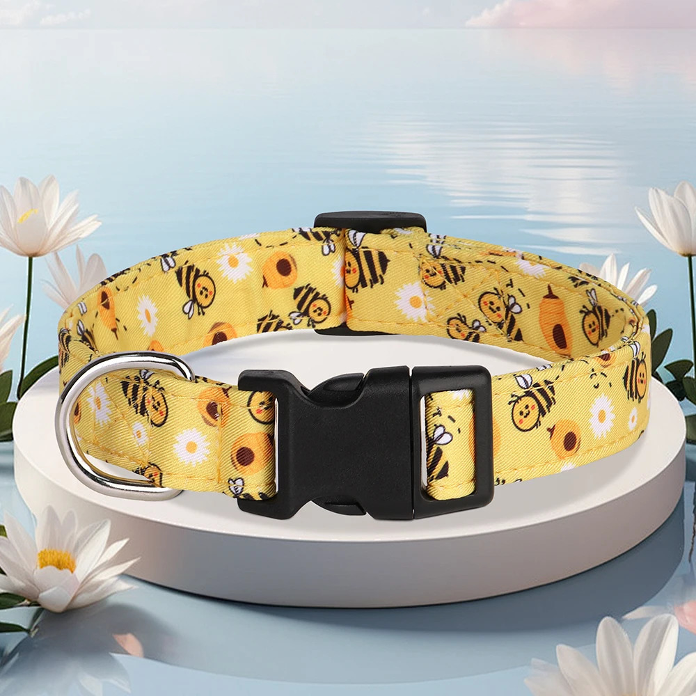 Nylon Print Dog Collar Adjustable Pet Collars Flower Print For Small Medium Large Dogs Chihuahua Pug Dog Accessories With D Ring 250805