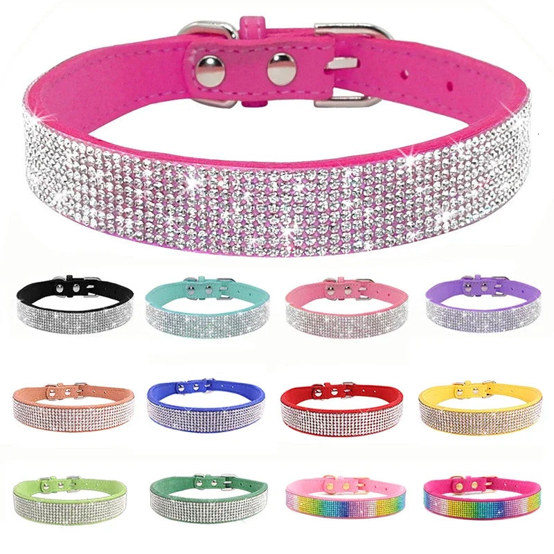 Dog Collar Crystal Glitter Rhinestone Pet Collars Zinc Alloy Buckle Collar For Small Medium Dogs Cats Chihuahua Pug Dog Collar 250805