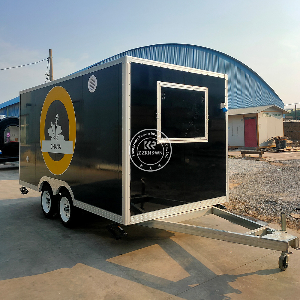 Street Food Snacks Beverage Cart Concession Mobile Fast Food Cart Trailer Fully Equipped Stainless Steel Food Truck For Sale