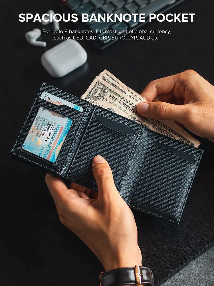 Holder RFID Blocking Bifold Wallet Mens Wallet with Coin Compartment and Banknote CompartmentXJ250806