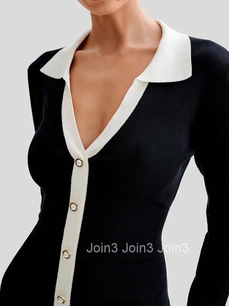 Tossy Ruffled Bow Knit Mini Dress Womens Summer Backless Contrast Cardigan Lace-Up Elegant Dress Female Knitwear Bandage Dress