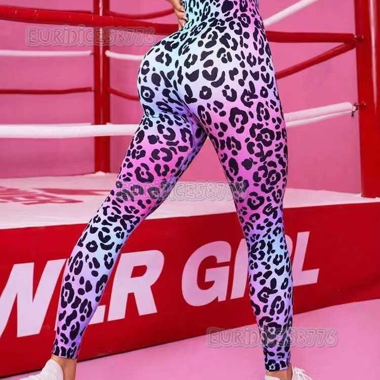 2025 New Leopard Print Yoga Pants Outdoor Sports Hip Lift Women High Waist Tight Yoga Pants H250806