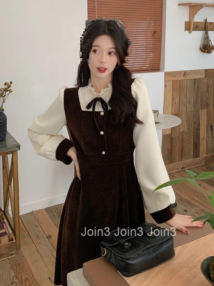 Woherb Fashion Women Dress Patchwork Knitted Tunic Robe Vestidos Elegant Black A-line Dresses Pull Sleeve De Mujer