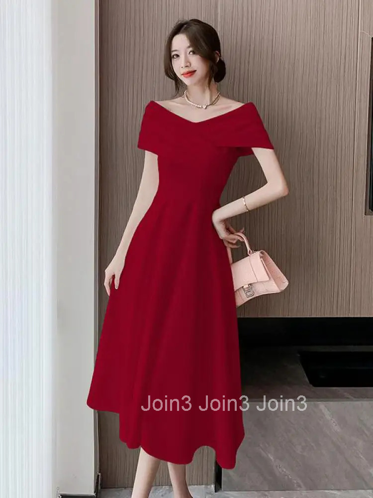 Elegant Evening Dress For Women Sleeveless Fashion Fairy Birthday Party Dress Solid Midi New Summer Sexy Engagement Dresses