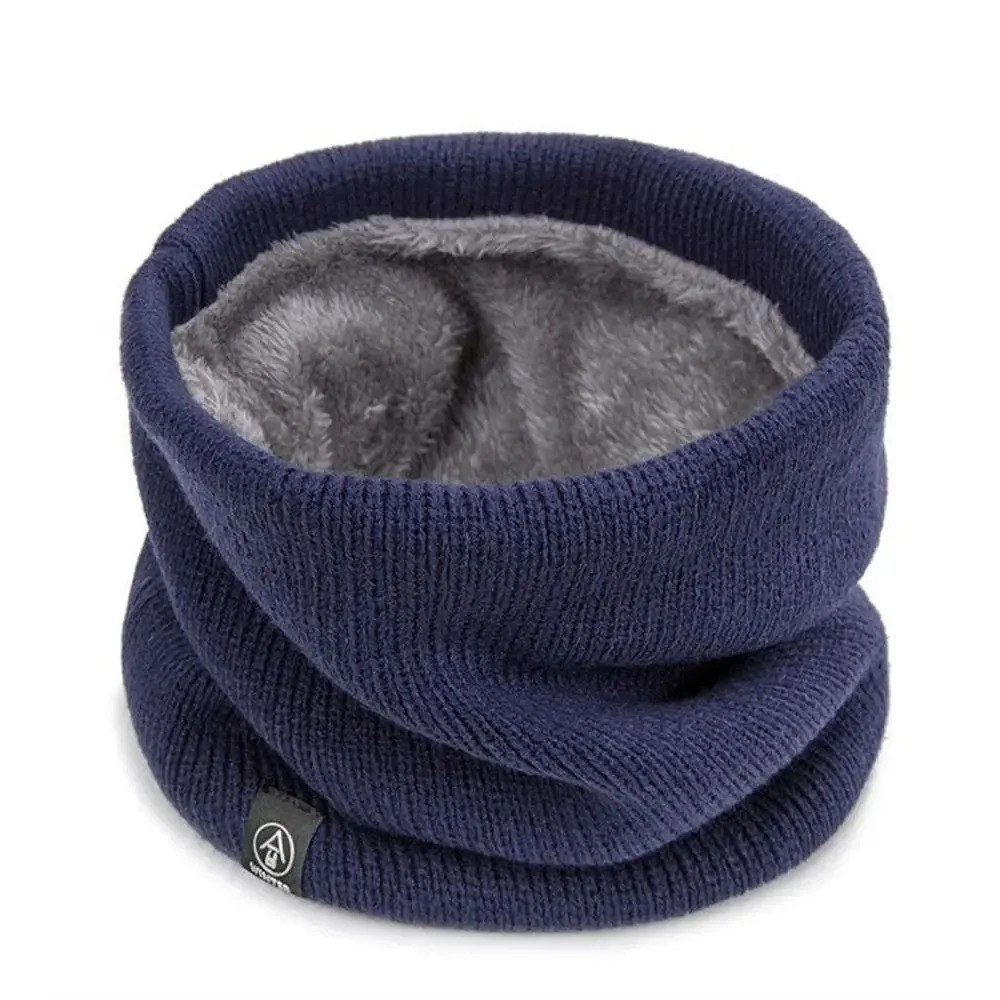 Unisex Solid Cashmere Plush Warm Winter Ring Scarf Women Men Knitted Full Face Mask Snood Neck Scarves Bufanda Thick Muffler 250806