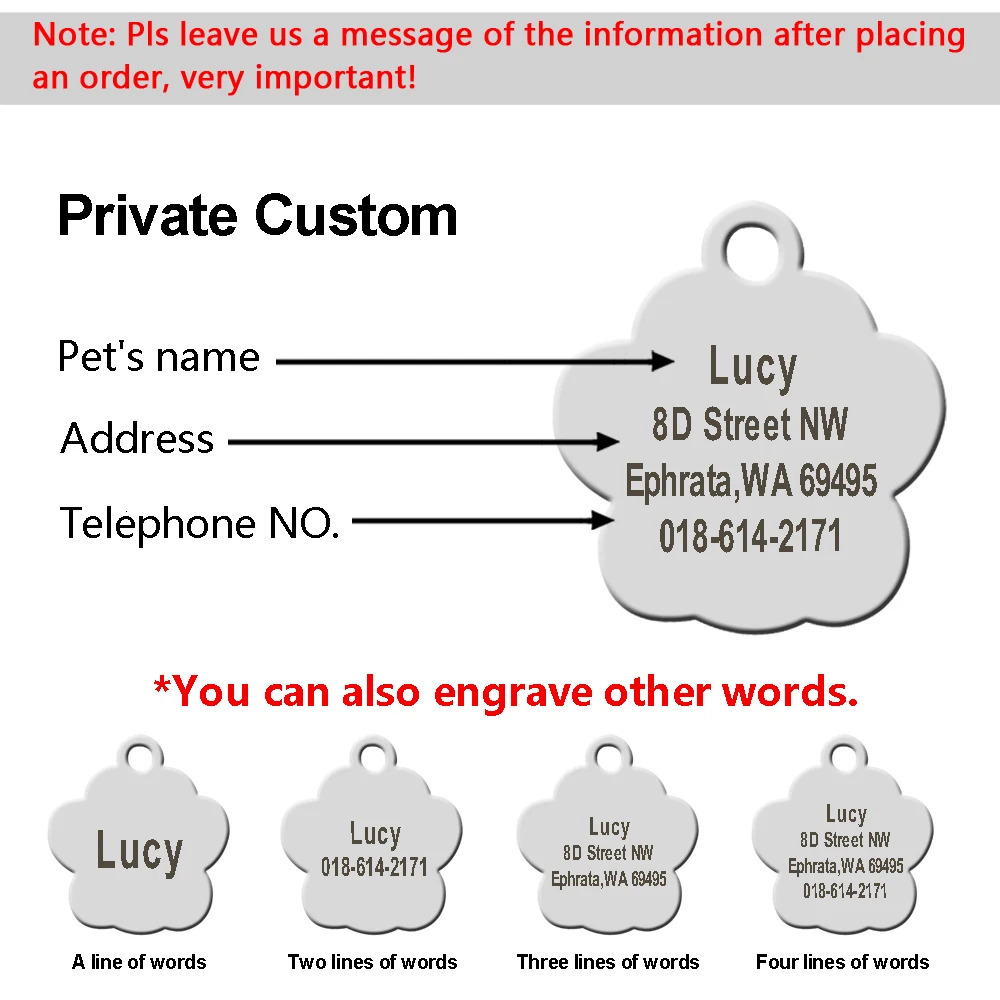 Bling Dog ID Tag Personalized Gorgeous Dog Tags for Small Medium Dog Footprint Custom Pet Name Tag Plate Collar Accessories 250805