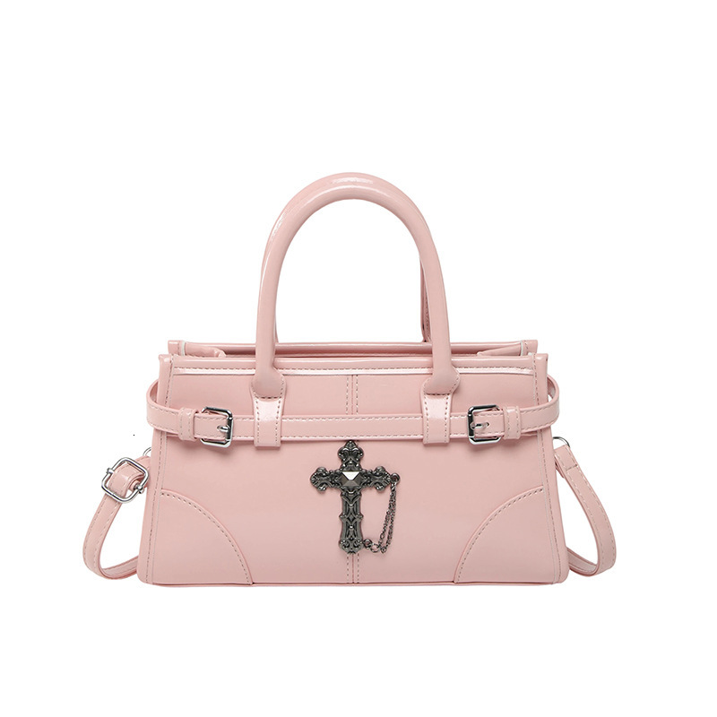 Designer Bag New Hot-selling Oil Leather Handbag Small Square Bag With Metal Cross Luxury Bag Decoration, Spicy Girl Shoulder Bag, Simple Commuter Cro