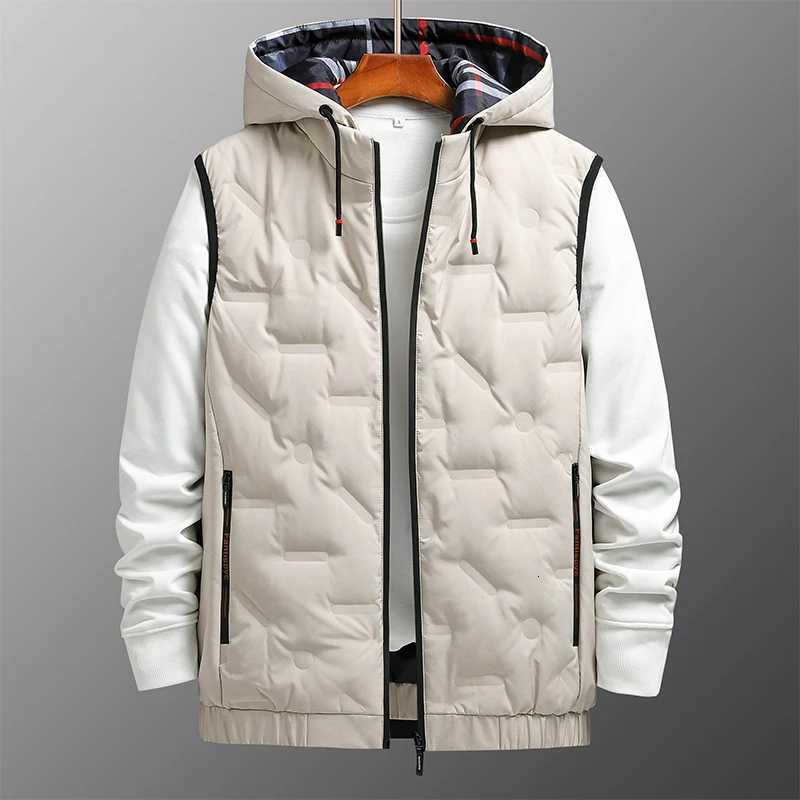 Mens Warm Down Vest Hooded Warm Wind-proof Fashion Simple Design Loose Version of The Comfortable Fabric Skin-friendly Coat W250806