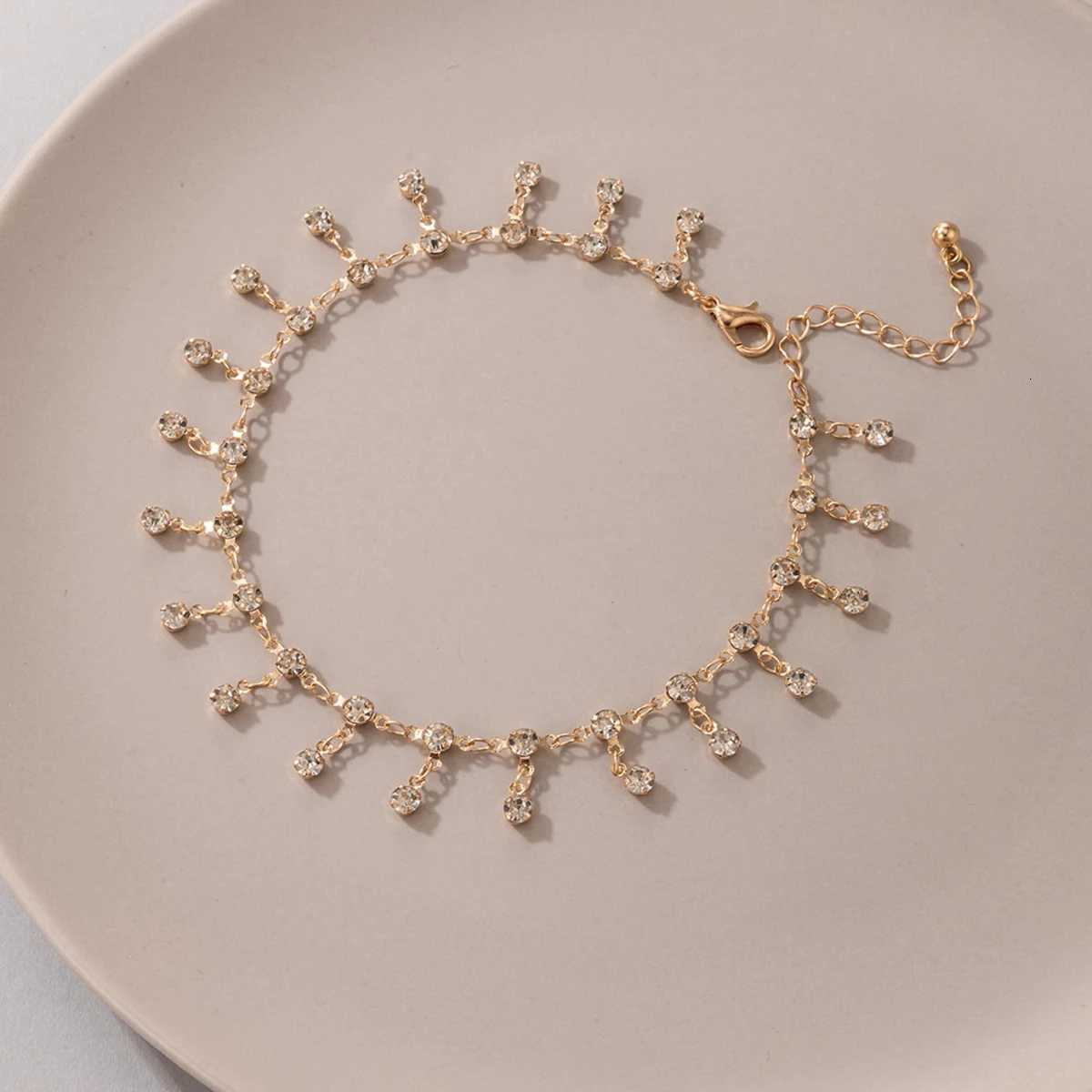 Docona Tassel Water Droplet Women Summer Beach Party Accessories Bohemia On The Fashion Anklet Simple Jewelry Female Y250805