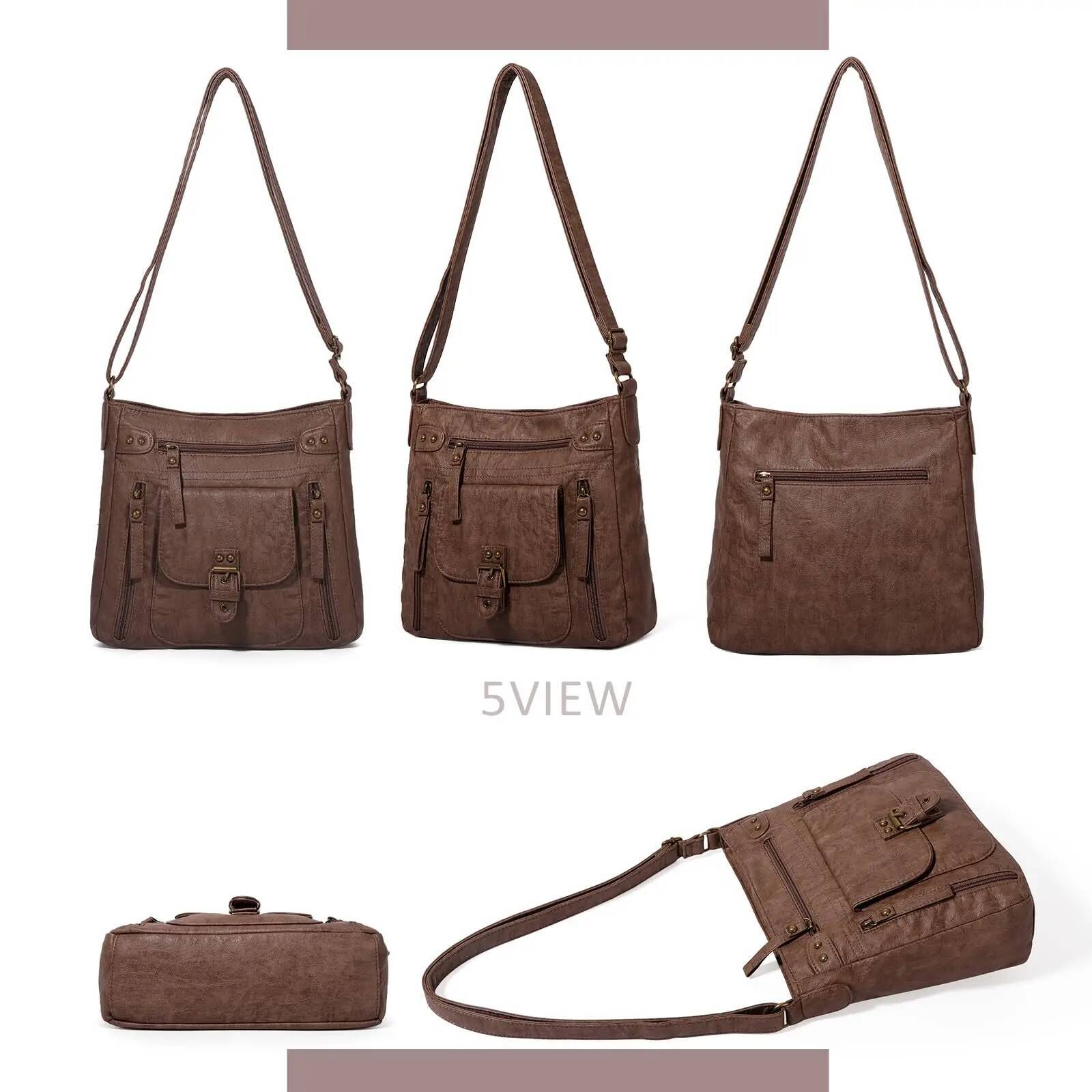 KL928 Crossbody Bags for Women, Multi Pocket Shoulder Bags, Medium PU Leather Cross Body Purses