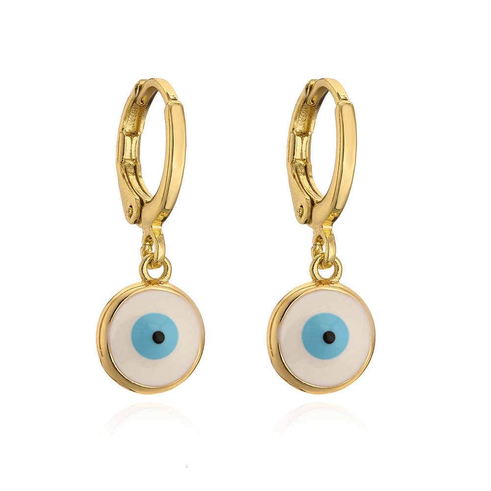 Free Shipping Designer Luxury Jewelry Copper 18K Gold Colored Drip Oil Eye And Ear Pendants Earrings Simple And Fashionable Retro Style Ear Accessorie