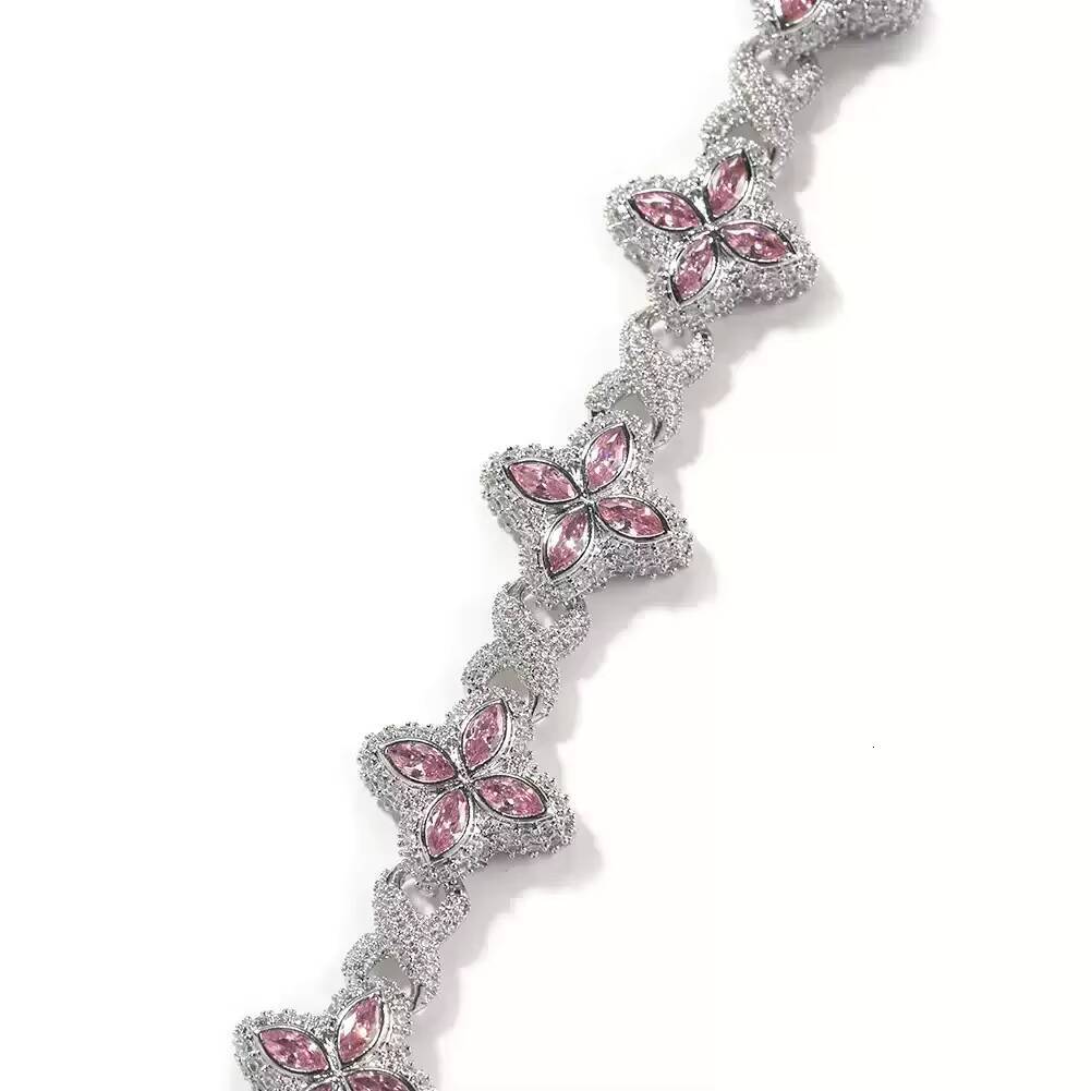 VOAINO Hip-hop Rap Infinite Four-leaf Clover Bracelet Cool Hipster Handsome Gold Set With Colored Lab Grown Diamonds Bracelet