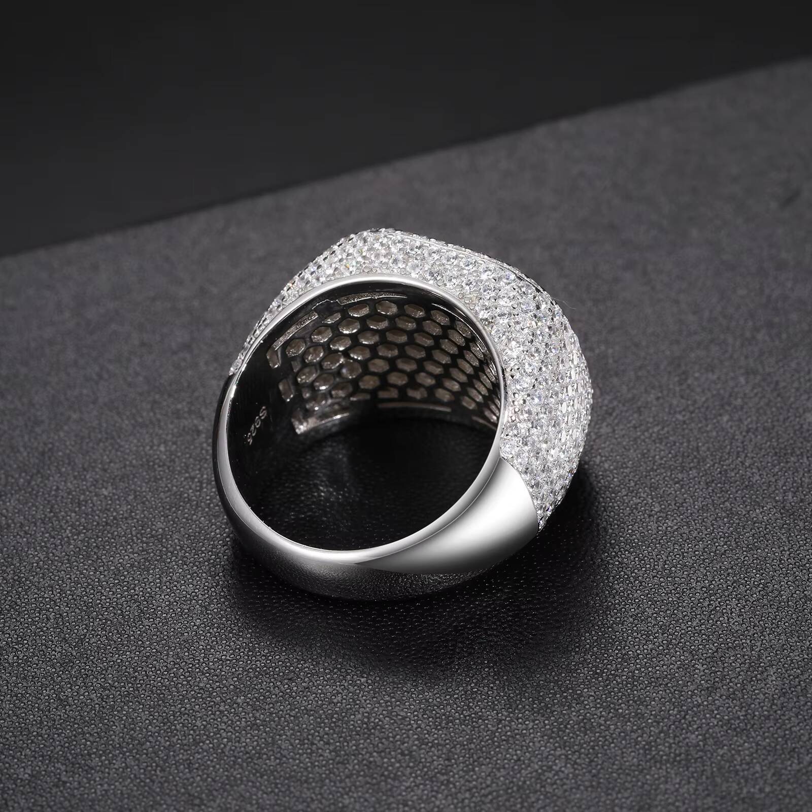 GRA Certificate 18K Gold Plated 925 Sterling Silver VVS Baguette Moissanite Diamond Iced Out Signet Ring Hip Hop Jewelry for Men